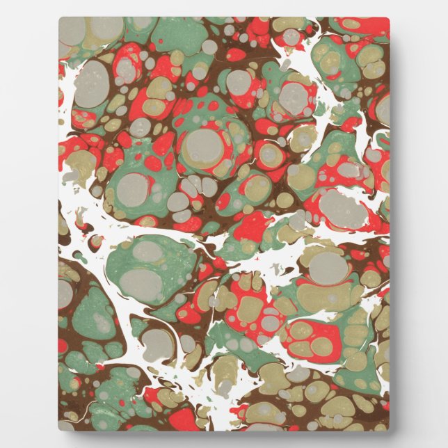 Brown Orange Green Abstract Marble Texture Plaque (Front)
