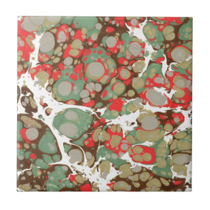 Brown Orange Green Abstract Marble Texture Tile