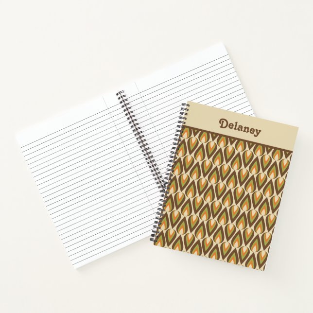 Brown, Orange, Green Retro Geometric Teardrops Notebook (Inside)
