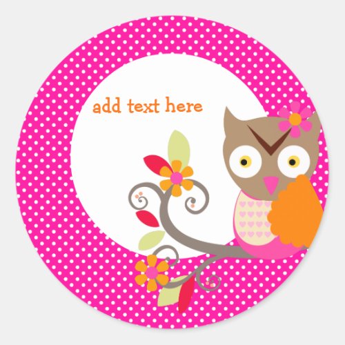BrownOrangeHot Pink Owl stickers