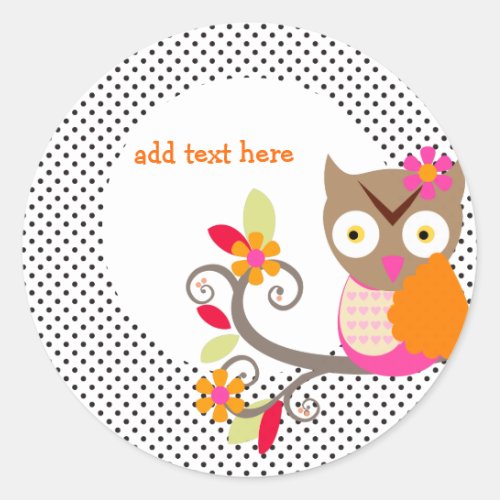 BrownOrangeHot Pink Owl stickers