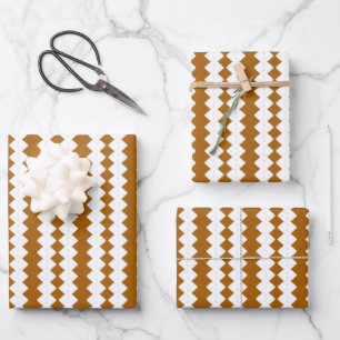 Brown Orange Ivory African Geometric Pattern Wrapping Paper Sheets