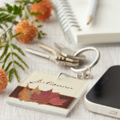 Brown, Orange, Ivory Dried Leaves Acrylic Keychain (Front Right)