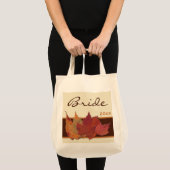 Brown Orange Ivory Dried Leaves Bride Tote Bag (Front (Product))