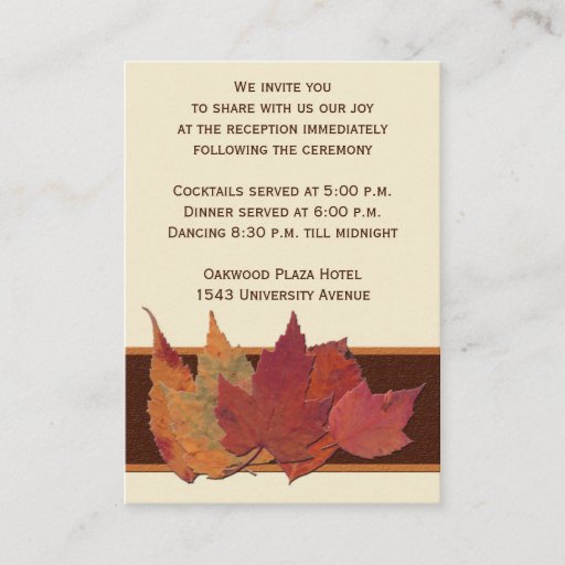Customizable Brown Orange Ivory Dried Leaves Enclosure Card Business Cards