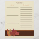 Brown Orange Ivory Dried Leaves Guest Book Paper (Front)