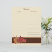 Brown Orange Ivory Dried Leaves Guest Book Paper (Standing Front)