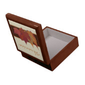 Brown Orange Ivory Dried Leaves Jewelry Box (Back Open)