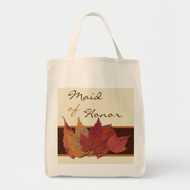 Brown Orange Ivory Dried Leaves MOH Tote Bag (Front)