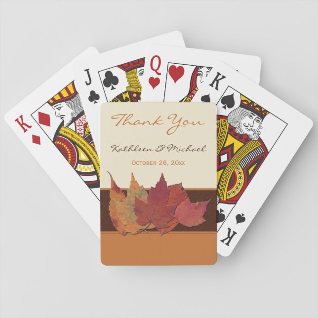 Brown Orange Ivory Dried Leaves Playing Cards (Back)