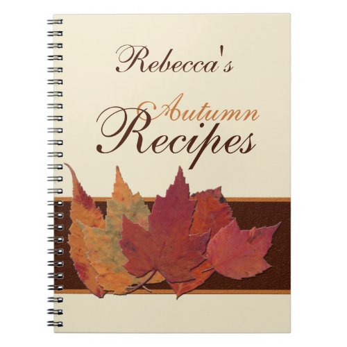 Brown Orange Ivory Dried Leaves Recipe Notebook