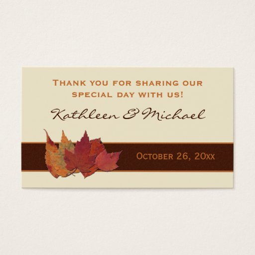 Customizable Brown Orange Ivory Dried Leaves Wedding Favor Tag Business Cards