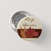 Brown Orange Ivory Dried Leaves Wedding Party Pin (Front & Back)