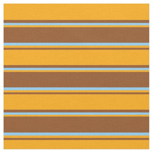 Brown, Orange & Light Sky Blue Lines Fabric