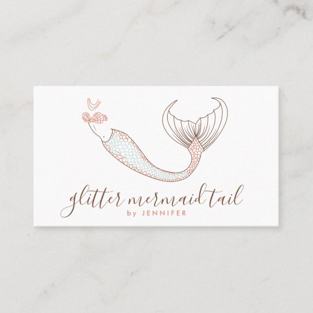 Brown Orange Mermaid Business Card (Front)