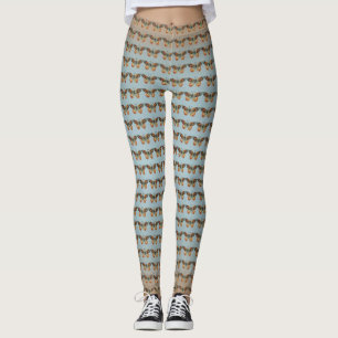 Brown Orange Monarch Butterflies on light Blue Leggings