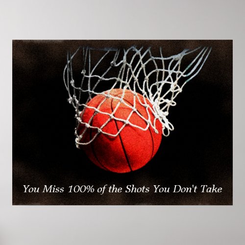 Brown Orange Motivational Quote Basketball Poster
