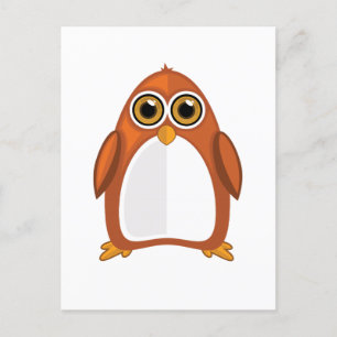 Brown Orange Penguin Postcard