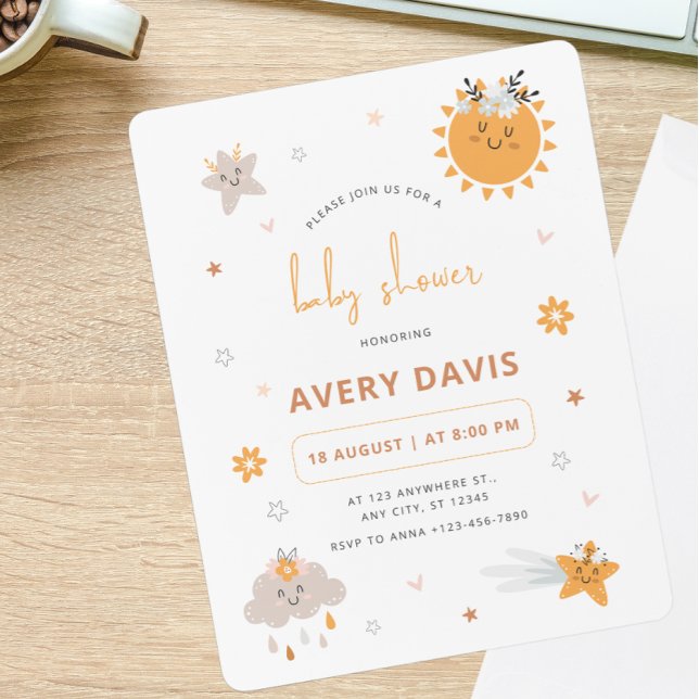 Brown & Orange Sky Baby Shower Invitation (Creator Uploaded)