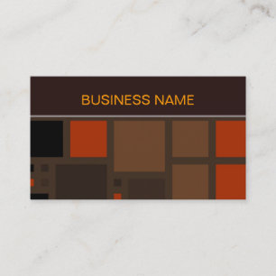 Brown Orange Square Pattern and Plain Brown Business Card