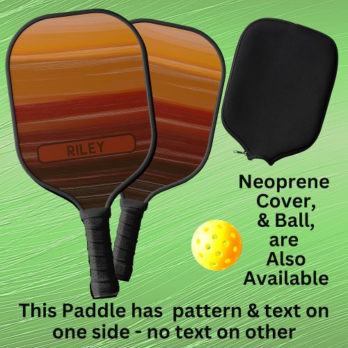 Brown Orange Tan Striped Add Name Monogram Team Pickleball Paddle