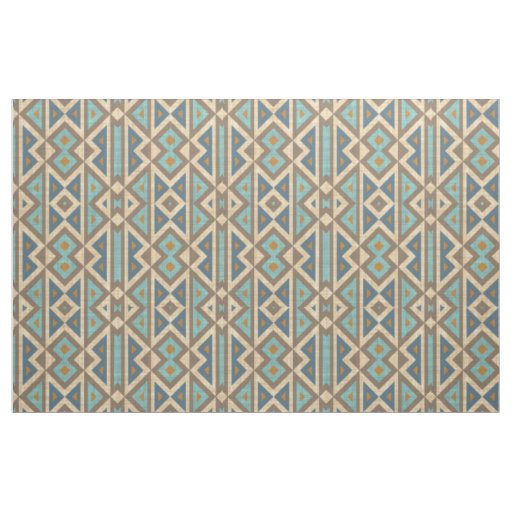Brown Orange Teal Turquoise Eclectic Ethnic Look Fabric