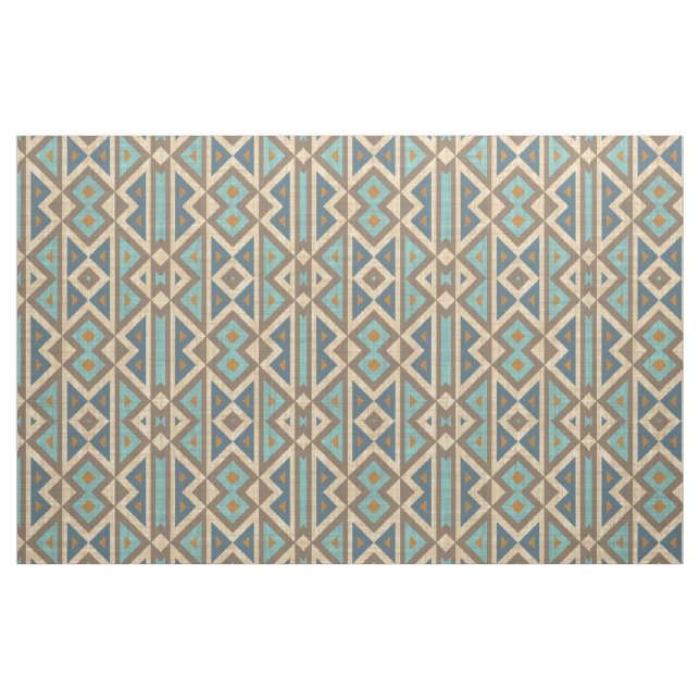 Brown Orange Teal Turquoise Eclectic Ethnic Look Fabric (Fat Quarter)