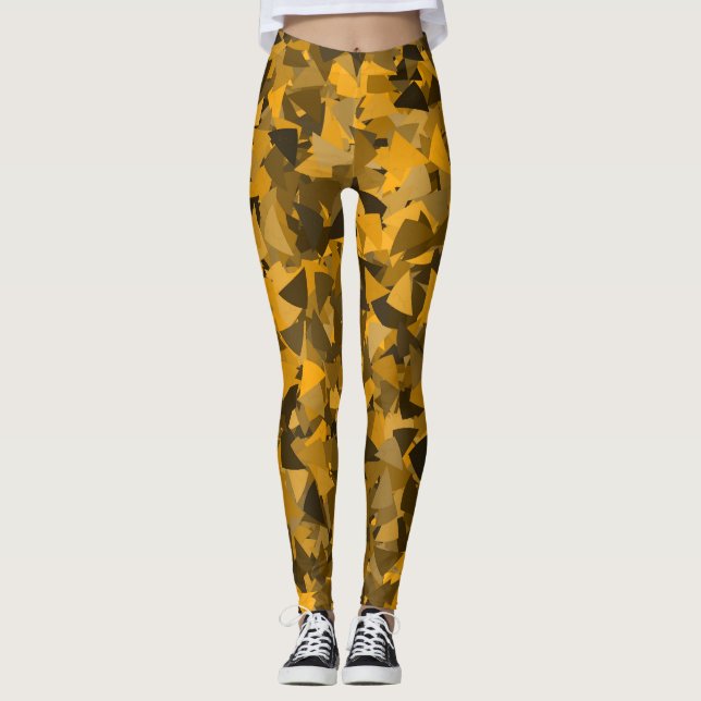 Brown Orange Triangle Pattern Leggings (Front)