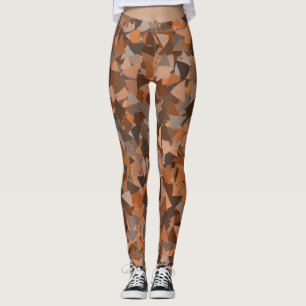 Brown Orange Triangle Pattern Leggings