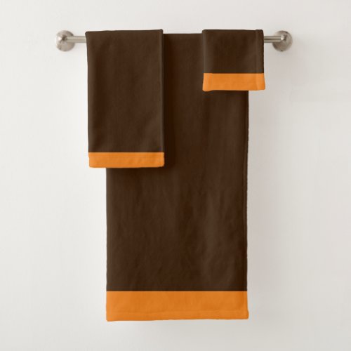 Brown Orange Trim Sport Team Colors Bath Towel Set