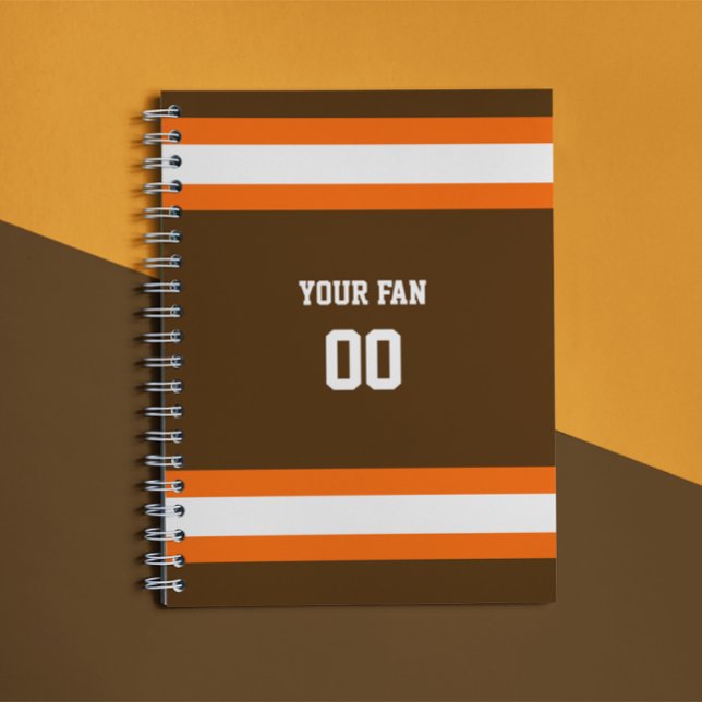 Brown, Orange & White Football Team Personalized Notebook (Creator Uploaded)