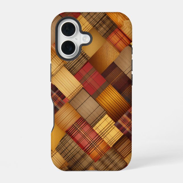 BROWN ORANGE YELLOW FALL PLAID PATTERN IPHONE CASE (Back)