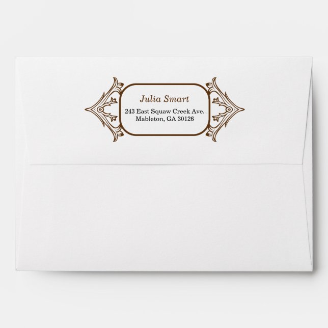 Brown Ornate Patterned Frame Envelope (Back (Top Flap))