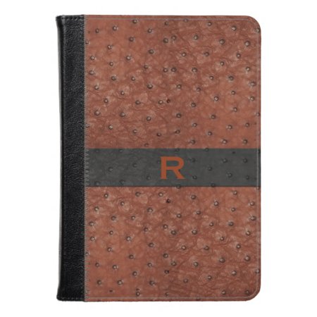Brown Ostrich Leather Look Kindle Fire Folio Kindle Case