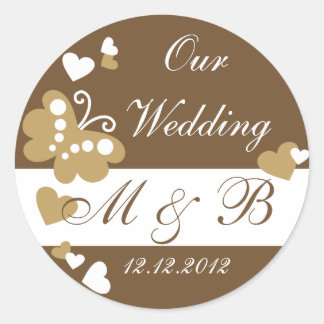Brown Our Wedding Monogram Sticker