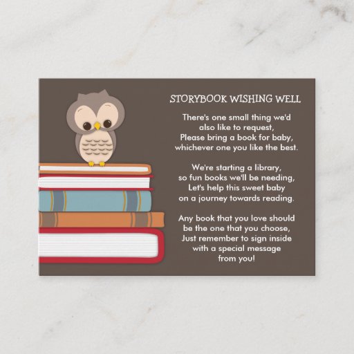 Customizable Brown Owl Baby Shower Book Insert Request Card Business Card