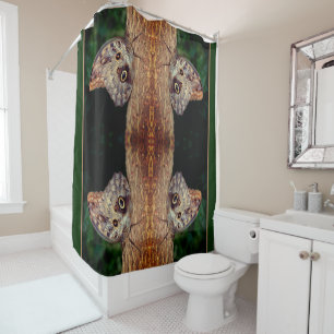 Brown Owl Butterfly Close Up Nature Abstract Shower Curtain