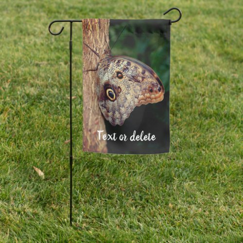 Brown Owl Butterfly Close Up Personalized Garden Flag