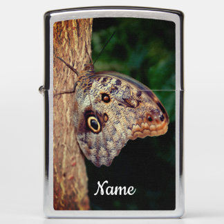 Brown Owl Butterfly Close Up Personalized Zippo Lighter