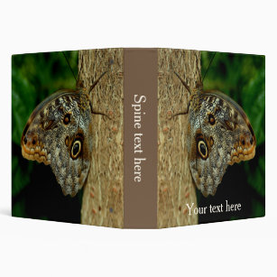 Brown Owl Butterfly Nature Art Personalized 3 Ring Binder
