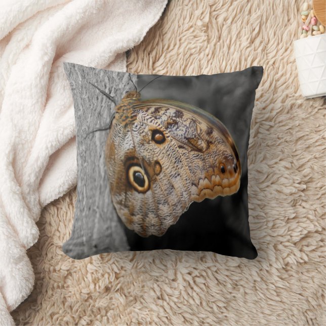 Brown Owl Butterfly Nature  Throw Pillow (Blanket)