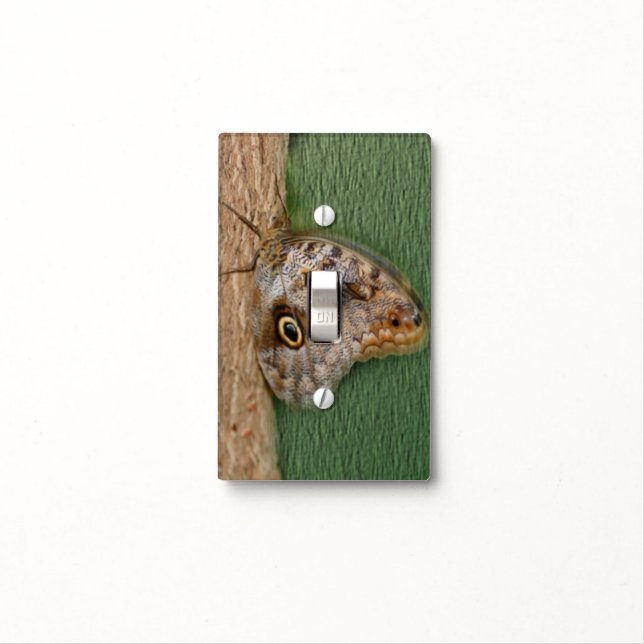Brown Owl Butterfly On Tree Nature Light Switch Cover (In Situ)