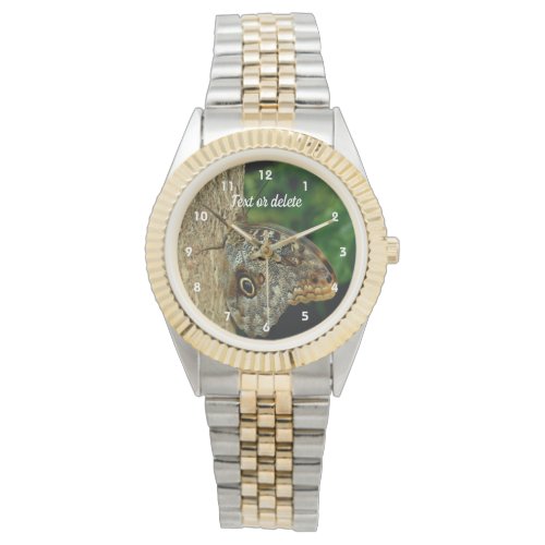 Brown Owl Butterfly On Tree Nature Personalized Watch