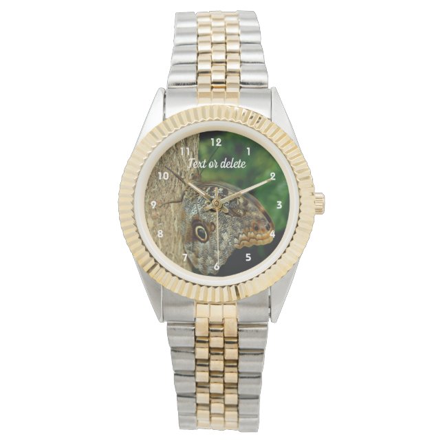 Brown Owl Butterfly On Tree Nature Personalized Watch (Front)