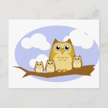 Brown Owl Family - 3 Kids Postcard by blackunicorn at Zazzle