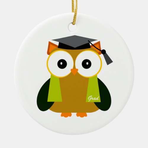 Brown Owl Graduate Cartoon Class of 2024 Ceramic Ornament