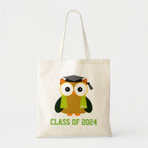 Brown Owl Graduate Cartoon Class of 2024 Tote Bag