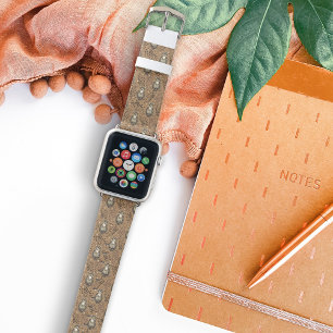 Brown Owl Illustrated Woodland Pattern Apple Watch Band