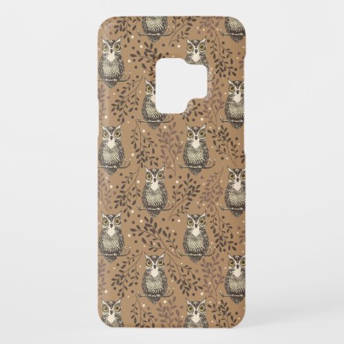 Brown Owl Illustrated Woodland Pattern Case_Mate Samsung Galaxy S9 Case