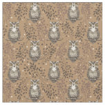 Brown Owl Illustrated Woodland Pattern Fabric